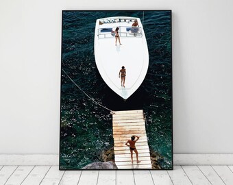 Slim  Aarons Speedboat Landing Print, Vintage Beach Poster, Printable Coastal Wall Art (Digital Download)