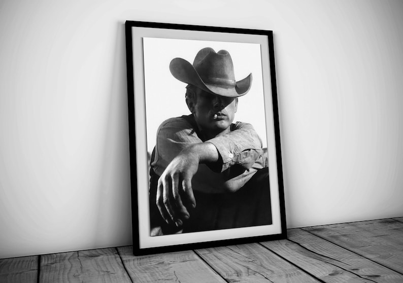 Cowboy Smoking Poster, Black and White, Cowboy Print, Vintage Photography, Printable Western Wall Art, Old Hollywood Decor, Digital Download