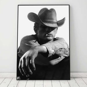 Cowboy Smoking Poster, Black and White, Cowboy Print, Vintage Photography, Printable Western Wall Art, Old Hollywood Decor, Digital Download