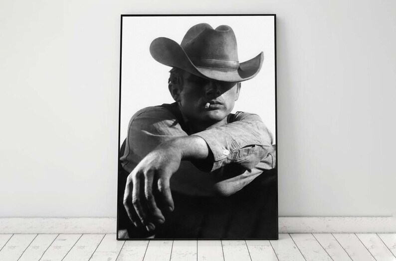 Cowboy Smoking Poster, Black and White, Cowboy Print, Vintage Photography, Printable Western Wall Art, Old Hollywood Decor, Digital Download