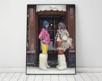 Slim Aarons Cortina Danpezzo Print, Luxury Fashion Poster, Vintage Photography Prints, High Society Print, Winter Wall Art, Digital Download