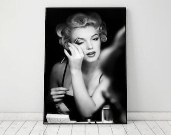 Marilyn Monroe Poster, Black And White, Marilyn Monroe Print, Fashion Photography, Beauty Room Decor, Old Hollywood Print, Digital Download
