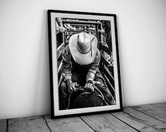 Vintage Cowboy Poster, Black and White Western Wall Art (Digital Download)