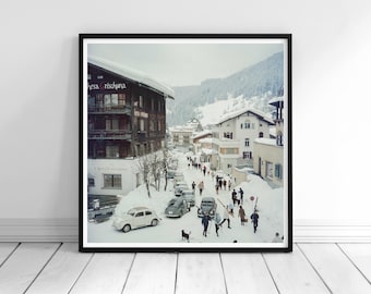 Slim Aarons Klosters Print, Vintage Ski Resort Poster, Old Money Wall Art, Luxury Lifestyle Photography, Winter Home Decor, Digital Download