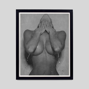 Naked Woman in Bathroom Print, Feminist Poster, Black and White, Bathroom Wall Art, Fashion Print, Feminine Wall Art, Girl Bathroom Decor