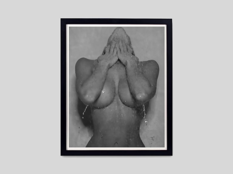 Naked Woman in Bathroom Print, Feminist Poster, Black and White, Bathroom Wall Art, Fashion Print, Feminine Wall Art, Girl Bathroom Decor