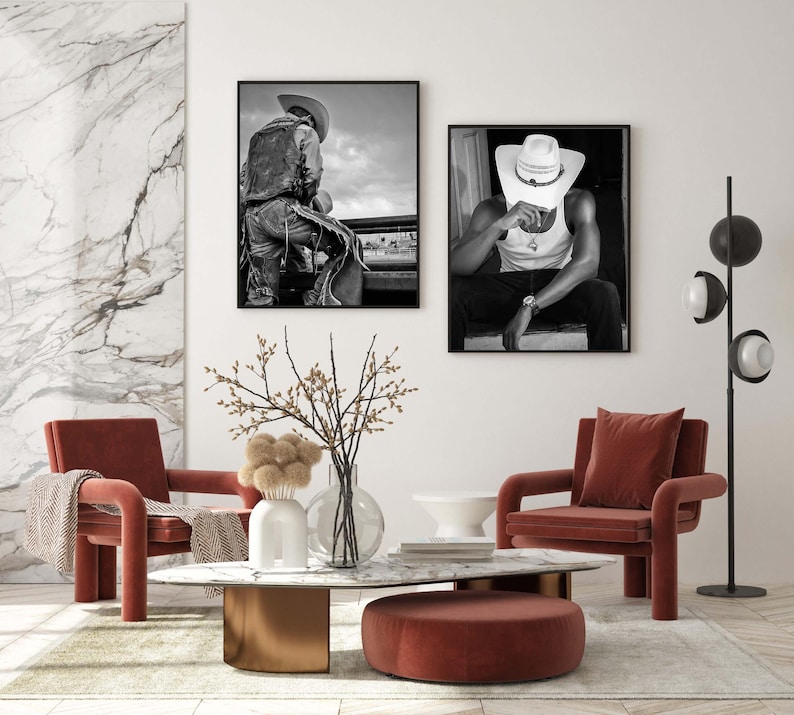 Vintage Rodeo Cowboy Poster: Black and White Western Wall Art (digital ...