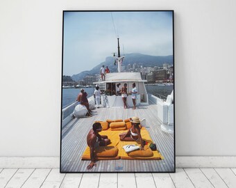 Slim Aarons Scotti's Yacht Print, Vintage Yacht Poster, Luxury Lifestyle Photography, Old Money Wall Art, Rich Life Poster, Digital Download