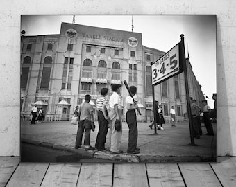 Boys at Yankee Stadium Print, Black and White Vintage Baseball Wall Art, (Digital Download)
