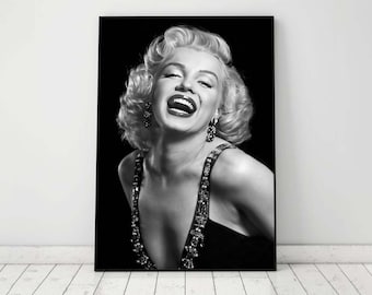 affiche de Marilyn Monroe vintage, impression d'art mural Marilyn Monroe noir et blanc, impression de mode, art mural, décoration Old Hollywood, téléchargement numérique