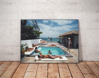 High Society Girls in Swimming Pool Print, Hypebeast Poster, Slim Aarons Print, Vintage Photography Print, Summer Wall Art, Digital Download