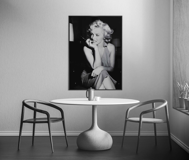 Vintage Marilyn Monroe Poster, Black And White Marilyn Monroe Print, Fashion Photography, Old Hollywood Print, Beauty Room Decor, Wall Art