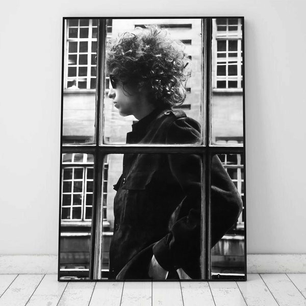 Bob Dylan Poster, Black and White, Bob Dylan Print, Retro Wall Art, Vintage Photography, 1970s, Home Decor, Music Poster, Digital Download