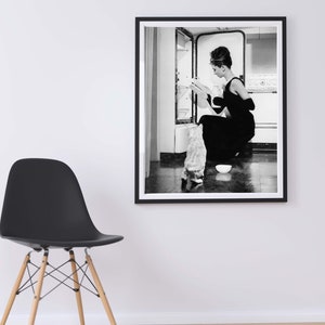 Audrey Hepburn Print, Vintage Movie Poster, Digital Download, Retro Wall Art, Old Hollywood Print, Black and White, Printable, Fashion Photo