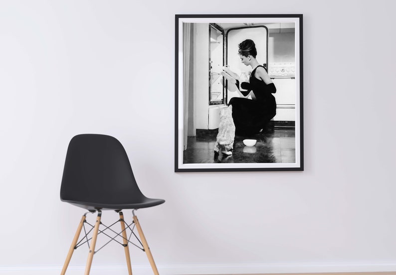Audrey Hepburn Print, Vintage Movie Poster, Digital Download, Retro Wall Art, Old Hollywood Print, Black and White, Printable, Fashion Photo