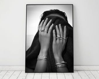 Black and White Girls Bathroom Wall Art: Luxury Fashion Print (Digital Download)