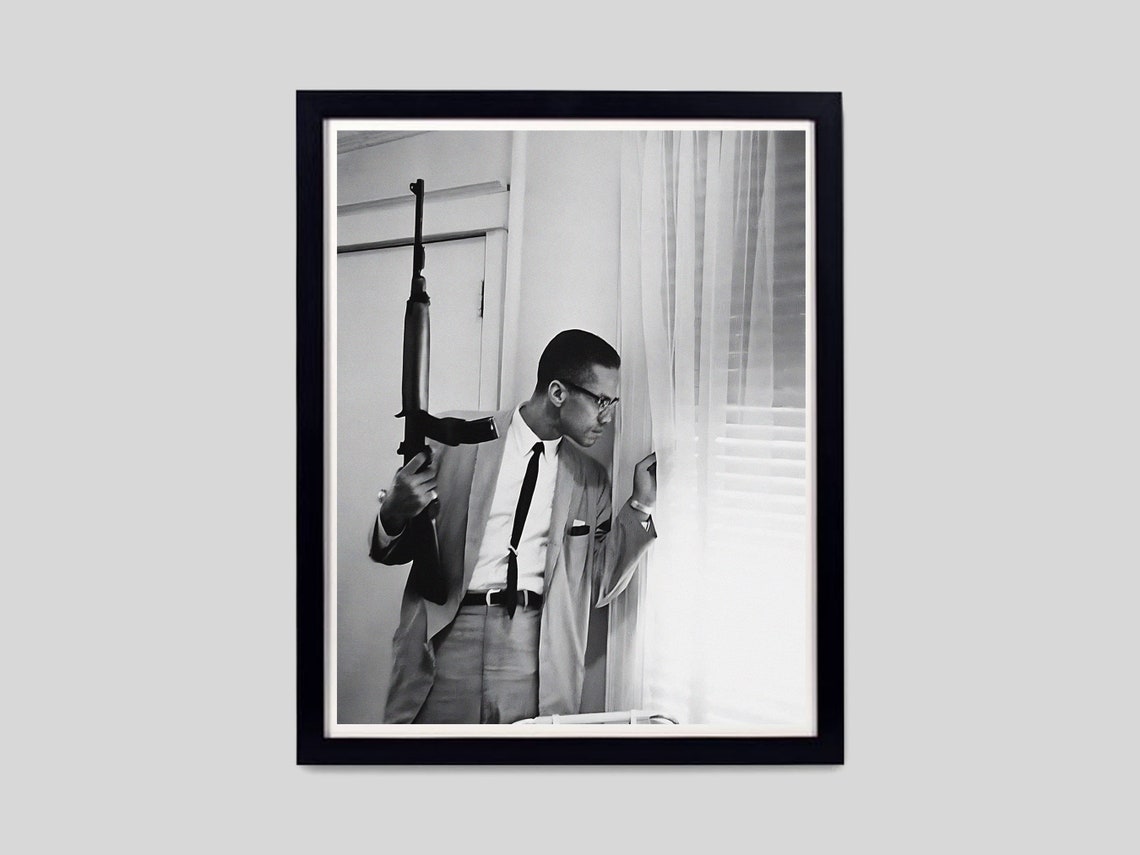 Malcolm X Gun Poster Black and White Vintage Photography Etsy