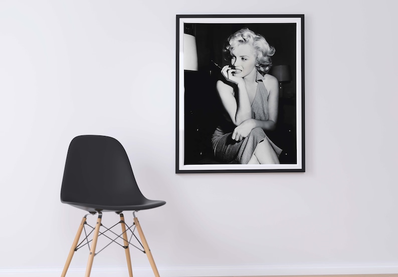 Vintage Marilyn Monroe Poster, Black And White Marilyn Monroe Print, Fashion Photography, Old Hollywood Print, Beauty Room Decor, Wall Art