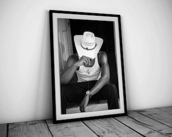 Vintage Cowboy Print, Black and White, Western Wall Art, Wild West Photo, Cowboy Poster, Farmhouse Decor, Digital Download, Cowboy Wall Art