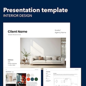 Interior Design Presentation Template, Project Template, Client Presentation, Editable in Canva, Powerpoint, Google Slides, Design Boards
