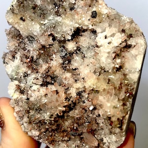 Cuarzo fantasma ROJO, pirita con hematita, espécimen D 187 g / Cristal genuino natural en bruto / Seleccionado a mano / AU