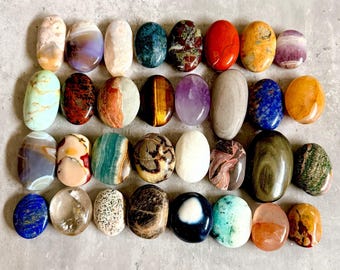 DISCOUNTED Imperfect Crystal Palm Stones | Various Materials | You Choose | Basket 1 | Genuine Crystal | AU