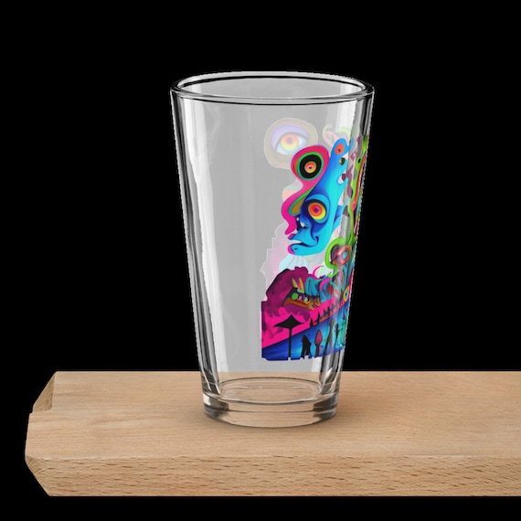 Trippy Art Glass Cup 16 Oz Art Cup Abstract Art Cup Cool 