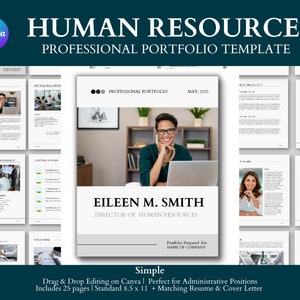 Plantilla de portafolio profesional de RR. HH., portafolio de recursos humanos, currículum y carta de presentación de RR. HH., profesional de RR. HH., currículum de recursos humanos