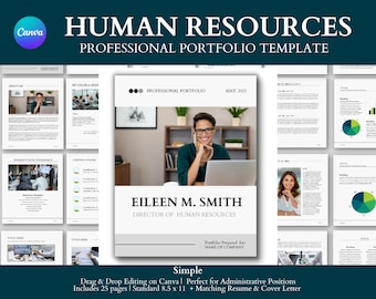 HR Professional Portfolio Template, Human Resources Portfolio, HR Resume & Cover Letter, HR Professional, human resources resume