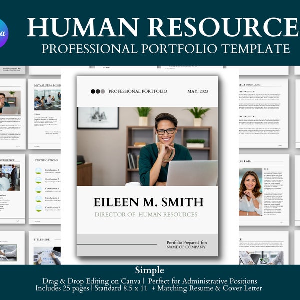 HR Professional Portfolio Template, Human Resources Portfolio, HR Resume & Cover Letter, HR Professional, Business Portfolio, hr