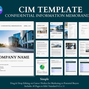 Plantilla de cartera CIM, Memorando de información confidencial, CIM, Plantilla CIM, Memorando de oferta
