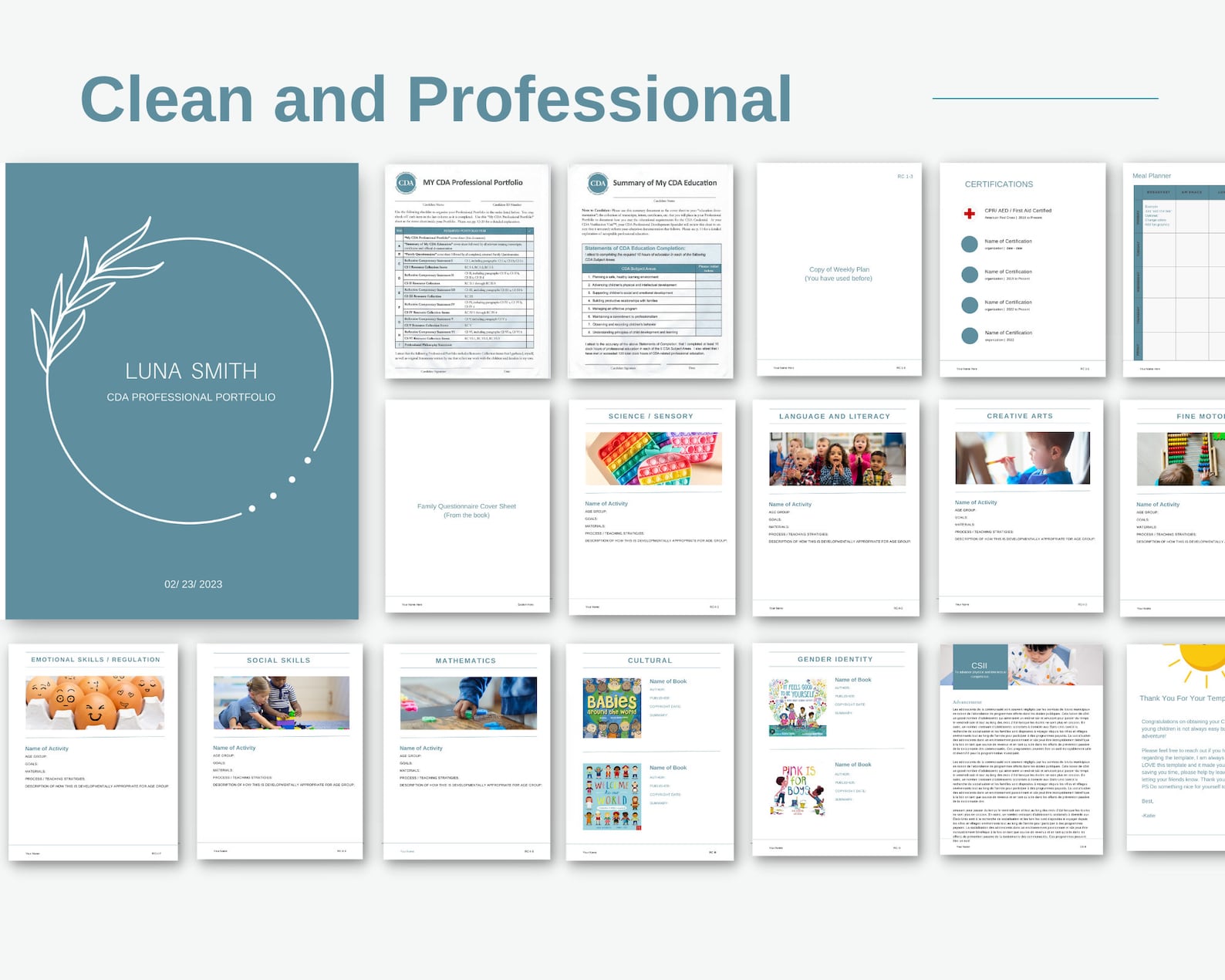 CDA Portfolio Template, CDA Portfolio, Teaching Portfolio, Early