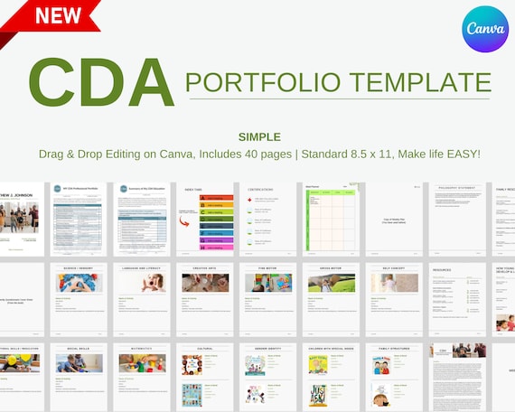 CDA Professional Portfolio Template, Canva Portfolio Template, education portfolio, CDA, teaching portfolio, childcare portfolio, CDA