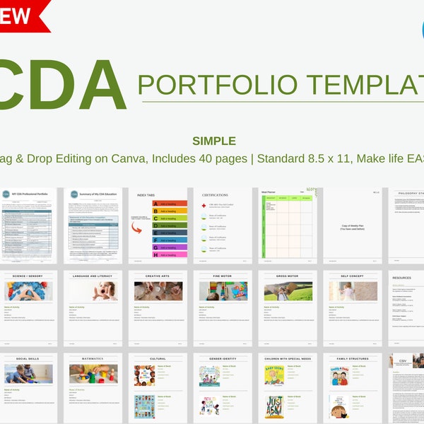 CDA Professional Portfolio Template, Canva Portfolio Template, education portfolio, CDA, teaching portfolio, childcare portfolio, CDA
