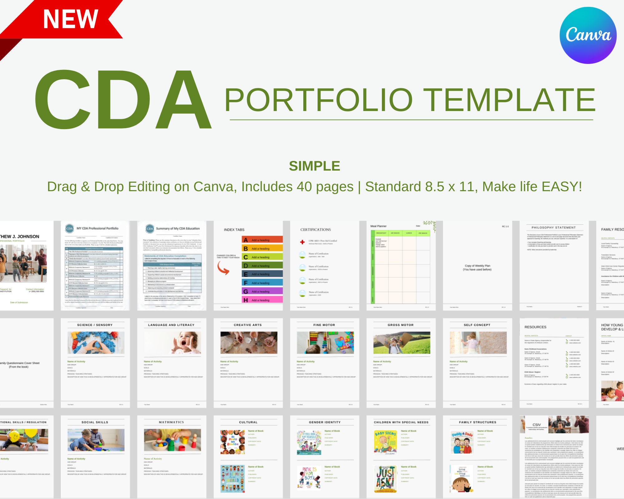 CDA Professional Portfolio Template Canva Portfolio Template 