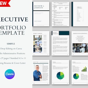Plantilla de portafolio ejecutivo Canva, currículum profesional y carta de presentación, portafolio de carrera, portafolio de currículum, Canva, plantilla de currículum
