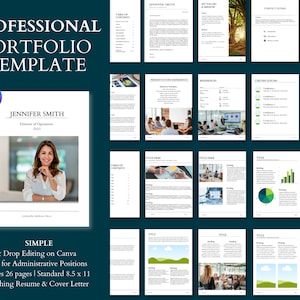 Professional Portfolio Template, Professional Resume, Professional Organizer, Career Portfolio, Resume Portfolio, Canva template, Resume