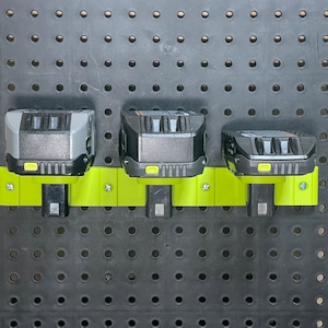 Modular  RYOBI 18V battery mounts for wall and pegboard