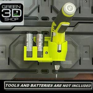 Ryobi Tek4 Screwdriver 4V HP53L HP53LK  and battery-  Link, Ikea Skadis, Uppspel,  regular pegboard or wall mount tool holder caddy