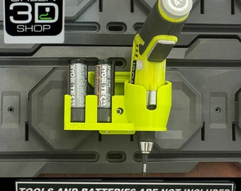 Ryobi Tek4 Screwdriver 4V HP53L HP53LK  and battery-  Link, Ikea Skadis, Uppspel,  regular pegboard or wall mount tool holder caddy
