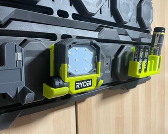Para luz LED USB de litio pivotante FVL52 de Ryobi, soporte para herramientas para Link, Ikea Skadis, Uppspel, Pegboard o cualquier pared plana