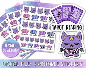 Afdrukbare Planner Stickers, Tarot, Witchy, Pagan, Cut Files, Cricut, Silhouette, Erin Condren, Happy Planner, Hobonichi, Bullet Journal,