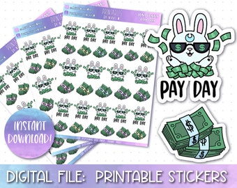 Afdrukbare Planner Stickers, Pay Day, Cricut, Silhouet, Cut Files, Erin Condren Stickers, Happy Planner, Hobonichi, Bullet Journal