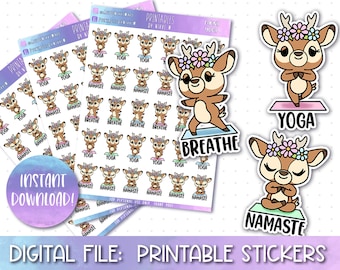 Printable Planner Stickers, Yoga, Cricut, Silhouette, Cut Files, Erin Condren Stickers, Happy Planner, Hobonichi, Bullet Journal
