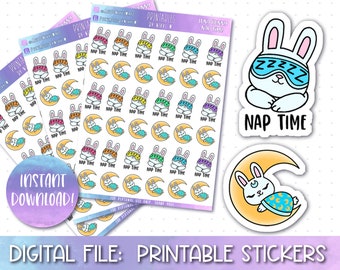 Printable Planner Stickers, Nap Time, Cricut, Silhouette, Cut Files, Erin Condren Stickers, Happy Planner, Hobonichi, Bullet Journal