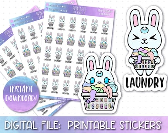 Printable Planner Stickers, Laundry, Cricut, Silhouette, Cut Files, Erin Condren Stickers, Happy Planner, Hobonichi Stickers, Bullet Journal