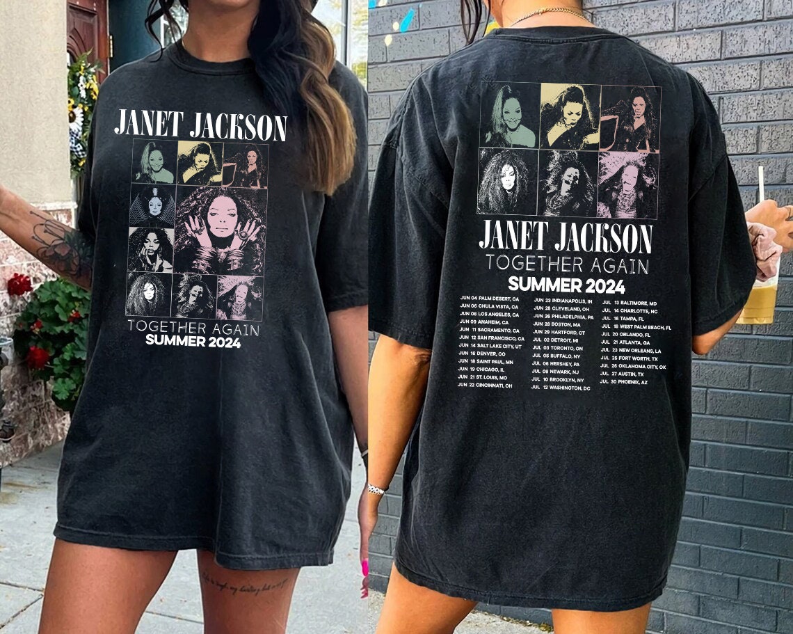 Discover ジャネットジャクソン メンズ レディース Tシャツ 両面プリント Janet Jackson Together Again Tour 2024 ジャネット ジャクソン コンサート