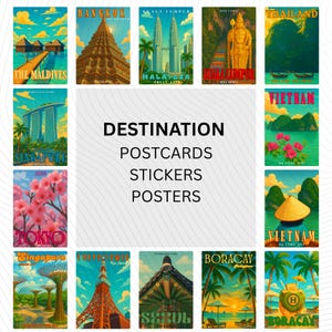 Posters, cartes postales et autocollants de voyage animés inspirés de l'envie de voyager | Photographie d'art unique provenant de toute l'Asie