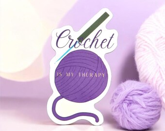Crochê é minha terapia - adesivo de vinil à prova d'água, em promoção com adesivos grátis na compra de cada adesivo!!