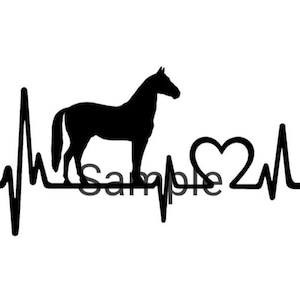 Horse heartbeat, silhouette, svg, jpg, dxf and png
